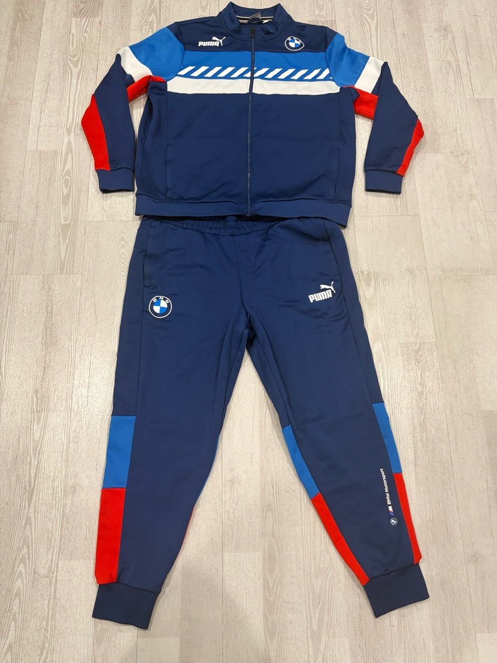 Puma x BMW M Motorsport Men's Blue Colorblock Tracksuit Set Size XXL